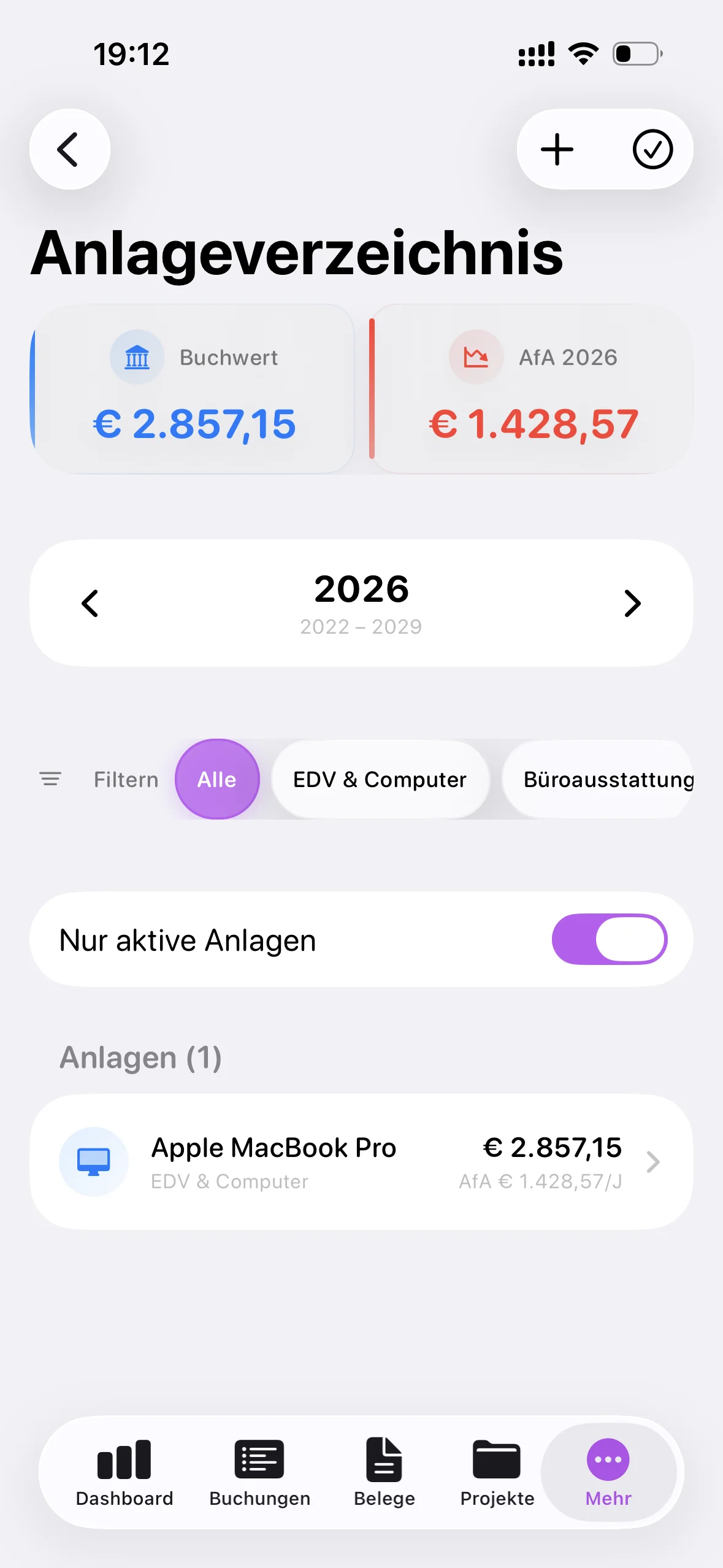 Anlageverzeichnis